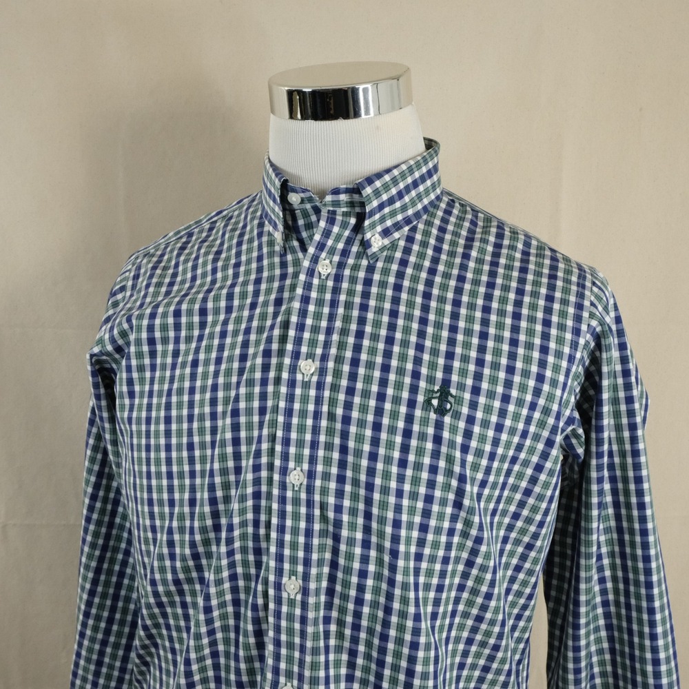 Brooks Brothers XL Red Fleece Button Down Shirt Blue Green Check Cotton Boys
